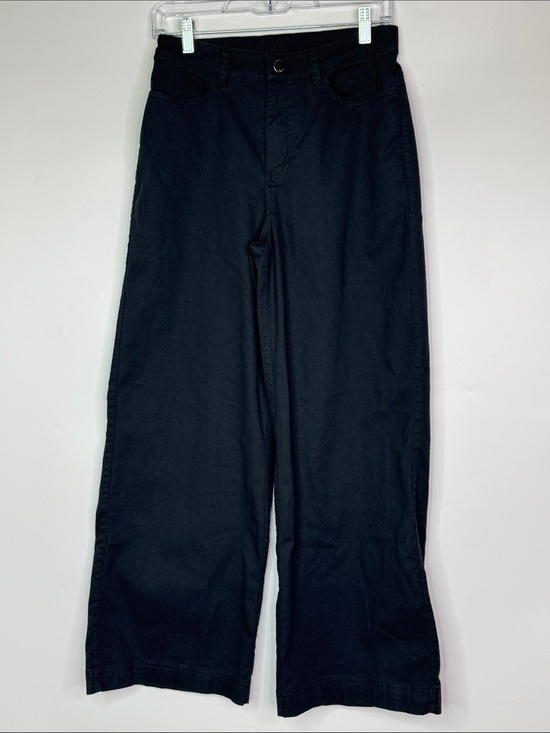 Pact Organic Pants - Pact Black Stretch Twill Wide Leg Organic Cotton Pants Size Small